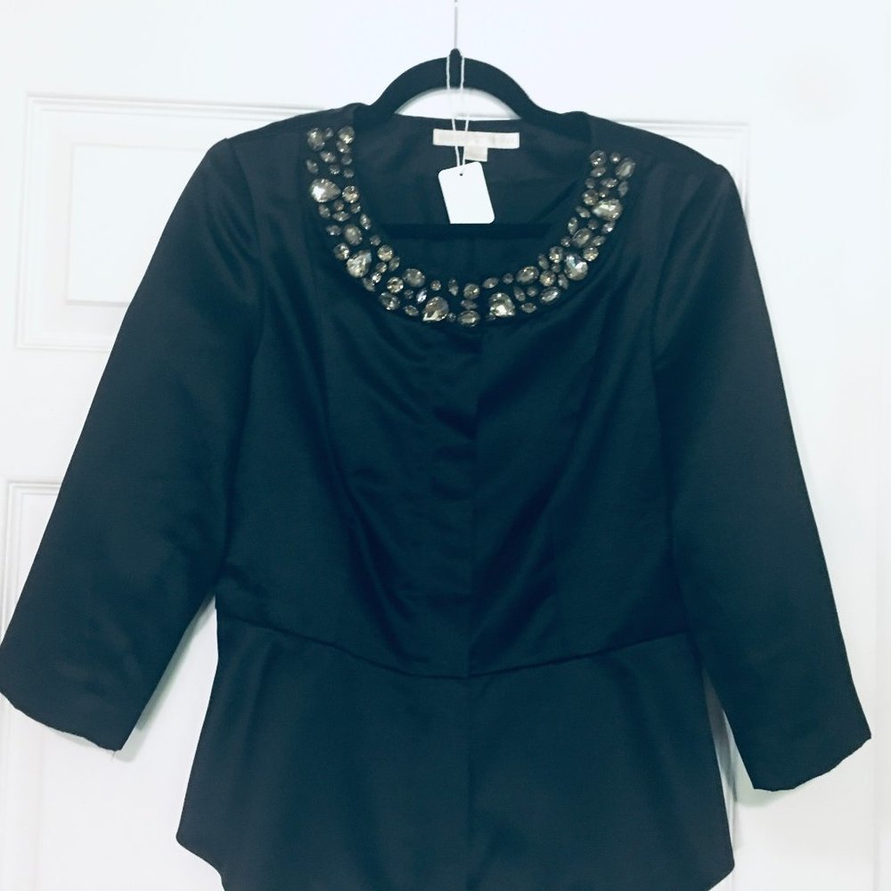 Jeweled Peblem Satin Jacket